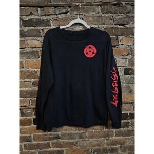 Naruto Shippuden Sasuke Uchiha Shirt Mens Medium‎ Black Long Sleeve Anime Tee
